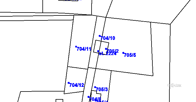 Parcela st. 2224 v KÚ Hradištko pod Medníkem, Katastrální mapa