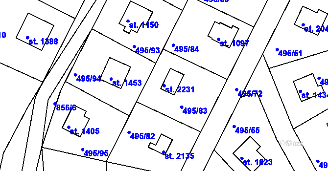 Parcela st. 2231 v KÚ Hradištko pod Medníkem, Katastrální mapa