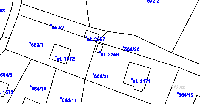 Parcela st. 2258 v KÚ Hradištko pod Medníkem, Katastrální mapa