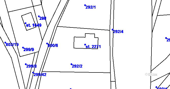 Parcela st. 2271 v KÚ Hradištko pod Medníkem, Katastrální mapa