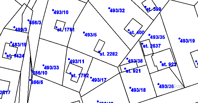 Parcela st. 2282 v KÚ Hradištko pod Medníkem, Katastrální mapa