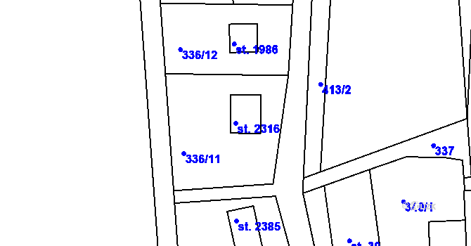 Parcela st. 2316 v KÚ Hradištko pod Medníkem, Katastrální mapa