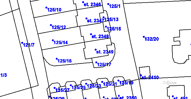 Parcela st. 2349 v KÚ Hradištko pod Medníkem, Katastrální mapa