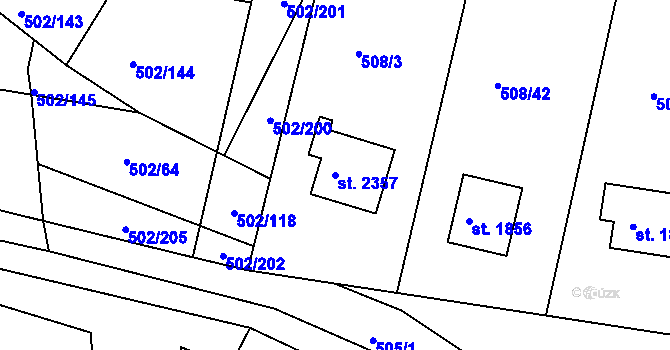 Parcela st. 2357 v KÚ Hradištko pod Medníkem, Katastrální mapa