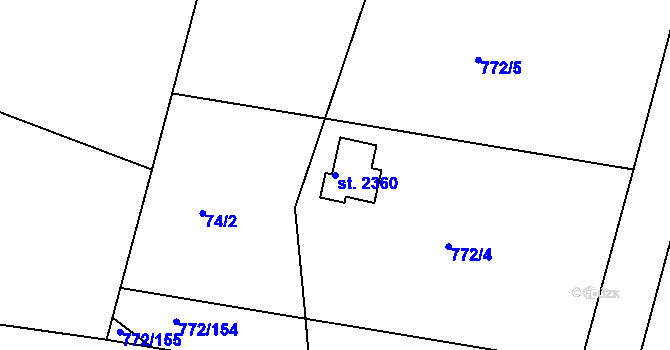Parcela st. 2360 v KÚ Hradištko pod Medníkem, Katastrální mapa