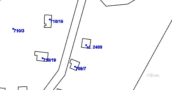 Parcela st. 2409 v KÚ Hradištko pod Medníkem, Katastrální mapa