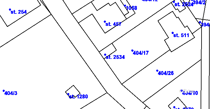 Parcela st. 2534 v KÚ Hradištko pod Medníkem, Katastrální mapa