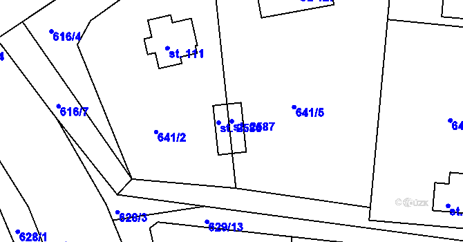 Parcela st. 2587 v KÚ Hradištko pod Medníkem, Katastrální mapa