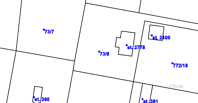 Parcela st. 73/8 v KÚ Hradištko pod Medníkem, Katastrální mapa