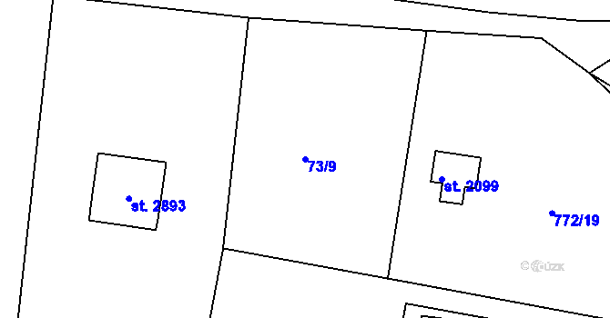 Parcela st. 73/9 v KÚ Hradištko pod Medníkem, Katastrální mapa