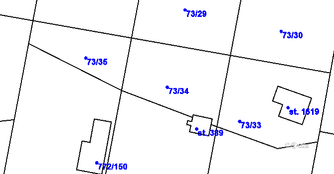 Parcela st. 73/34 v KÚ Hradištko pod Medníkem, Katastrální mapa