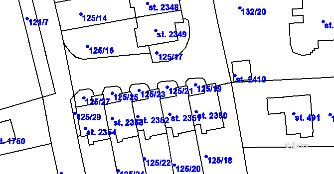 Parcela st. 125/21 v KÚ Hradištko pod Medníkem, Katastrální mapa