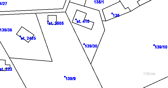 Parcela st. 139/30 v KÚ Hradištko pod Medníkem, Katastrální mapa