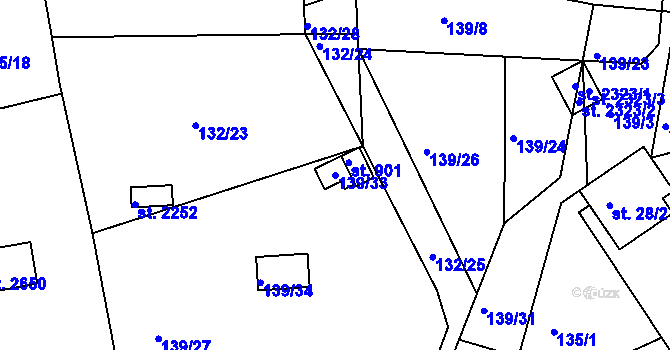 Parcela st. 139/33 v KÚ Hradištko pod Medníkem, Katastrální mapa