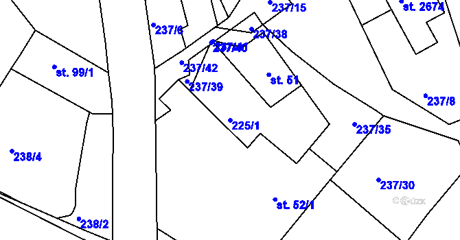 Parcela st. 225/1 v KÚ Hradištko pod Medníkem, Katastrální mapa
