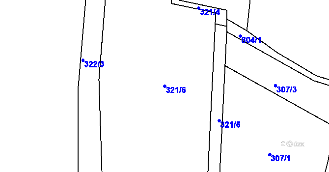 Parcela st. 321/6 v KÚ Hradištko pod Medníkem, Katastrální mapa