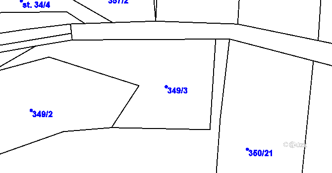 Parcela st. 349/3 v KÚ Hradištko pod Medníkem, Katastrální mapa