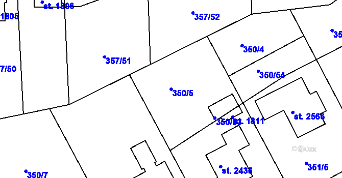 Parcela st. 350/5 v KÚ Hradištko pod Medníkem, Katastrální mapa