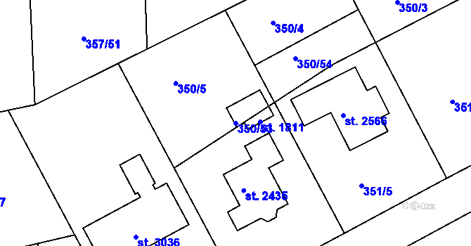 Parcela st. 350/53 v KÚ Hradištko pod Medníkem, Katastrální mapa