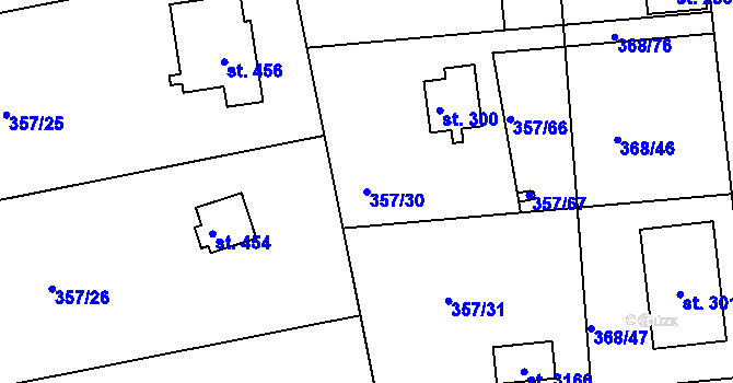 Parcela st. 357/30 v KÚ Hradištko pod Medníkem, Katastrální mapa