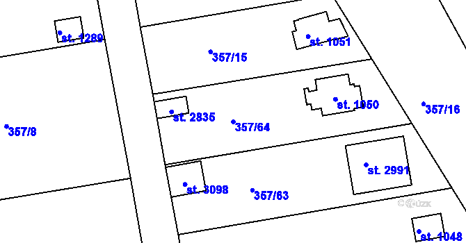 Parcela st. 357/64 v KÚ Hradištko pod Medníkem, Katastrální mapa