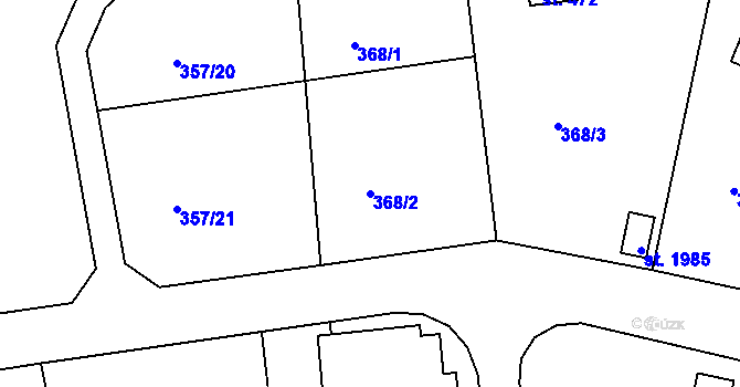 Parcela st. 368/2 v KÚ Hradištko pod Medníkem, Katastrální mapa