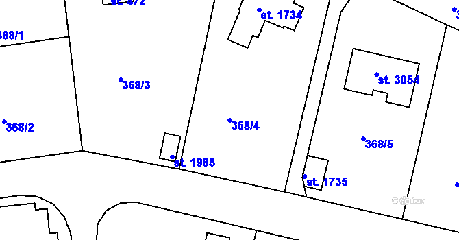Parcela st. 368/4 v KÚ Hradištko pod Medníkem, Katastrální mapa