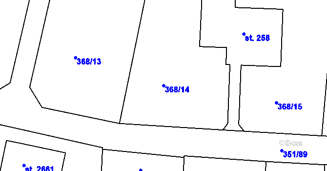 Parcela st. 368/14 v KÚ Hradištko pod Medníkem, Katastrální mapa