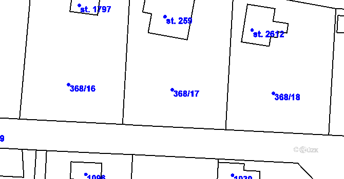 Parcela st. 368/17 v KÚ Hradištko pod Medníkem, Katastrální mapa