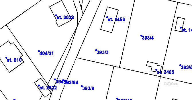 Parcela st. 393/3 v KÚ Hradištko pod Medníkem, Katastrální mapa