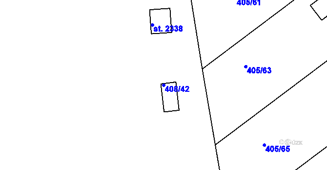 Parcela st. 408/42 v KÚ Hradištko pod Medníkem, Katastrální mapa