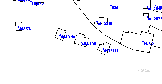 Parcela st. 463/106 v KÚ Hradištko pod Medníkem, Katastrální mapa
