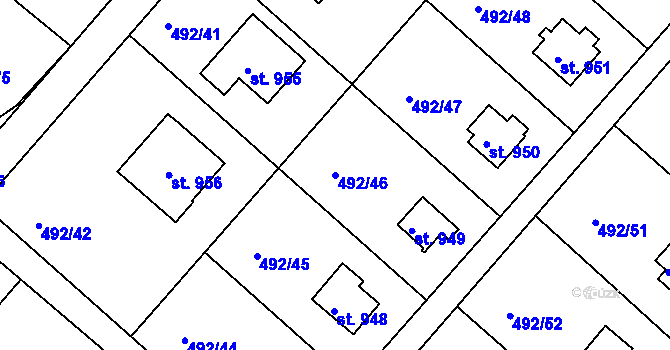 Parcela st. 492/46 v KÚ Hradištko pod Medníkem, Katastrální mapa