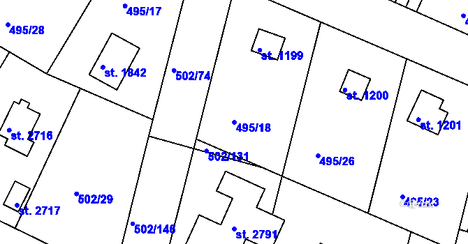 Parcela st. 495/18 v KÚ Hradištko pod Medníkem, Katastrální mapa