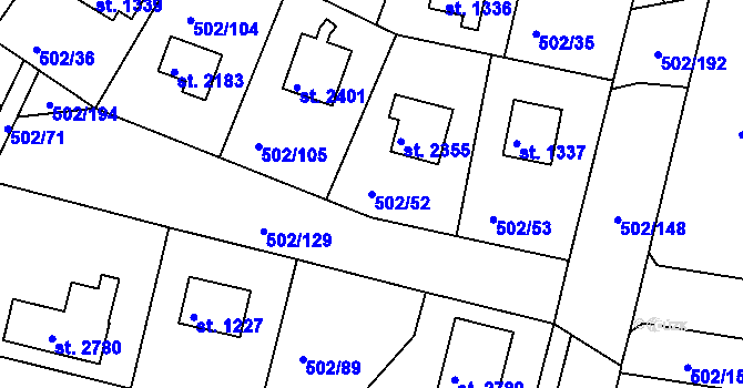 Parcela st. 502/52 v KÚ Hradištko pod Medníkem, Katastrální mapa