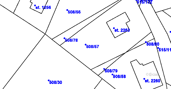Parcela st. 508/57 v KÚ Hradištko pod Medníkem, Katastrální mapa