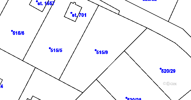 Parcela st. 515/9 v KÚ Hradištko pod Medníkem, Katastrální mapa