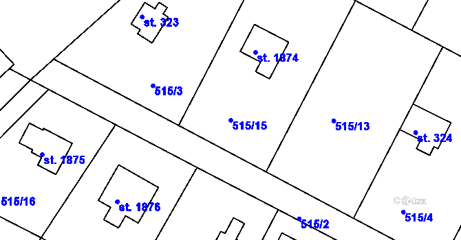 Parcela st. 515/15 v KÚ Hradištko pod Medníkem, Katastrální mapa