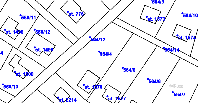 Parcela st. 564/4 v KÚ Hradištko pod Medníkem, Katastrální mapa