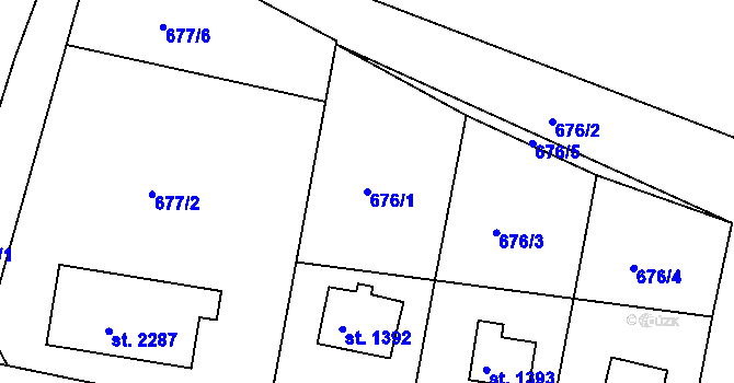 Parcela st. 676/1 v KÚ Hradištko pod Medníkem, Katastrální mapa