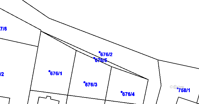 Parcela st. 676/2 v KÚ Hradištko pod Medníkem, Katastrální mapa