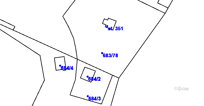 Parcela st. 683/78 v KÚ Hradištko pod Medníkem, Katastrální mapa