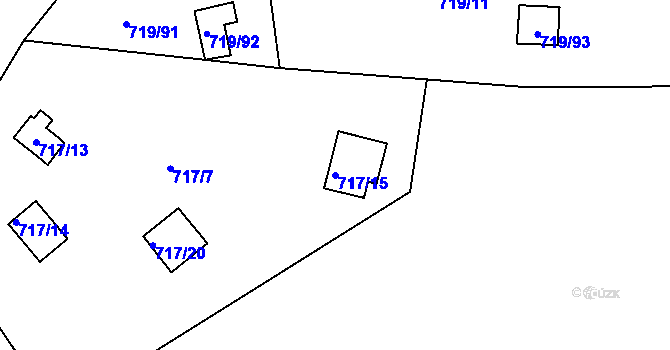 Parcela st. 717/15 v KÚ Hradištko pod Medníkem, Katastrální mapa