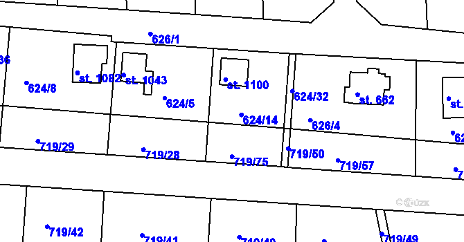Parcela st. 719/16 v KÚ Hradištko pod Medníkem, Katastrální mapa