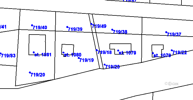 Parcela st. 719/18 v KÚ Hradištko pod Medníkem, Katastrální mapa