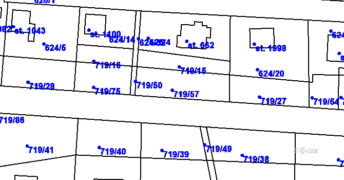 Parcela st. 719/57 v KÚ Hradištko pod Medníkem, Katastrální mapa