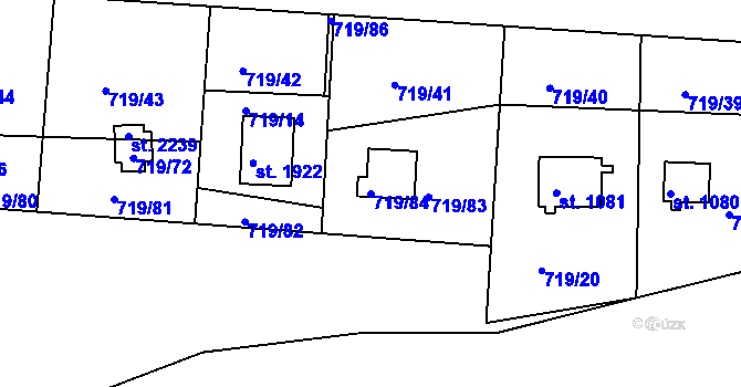 Parcela st. 719/84 v KÚ Hradištko pod Medníkem, Katastrální mapa