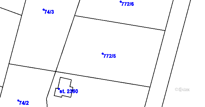 Parcela st. 772/5 v KÚ Hradištko pod Medníkem, Katastrální mapa