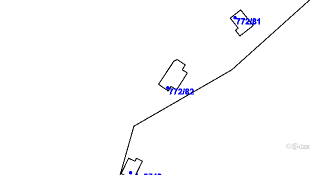 Parcela st. 772/82 v KÚ Hradištko pod Medníkem, Katastrální mapa