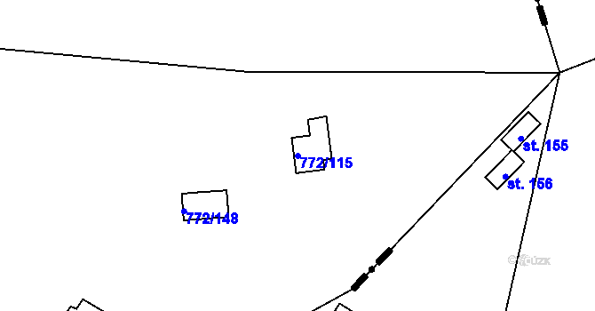 Parcela st. 772/115 v KÚ Hradištko pod Medníkem, Katastrální mapa